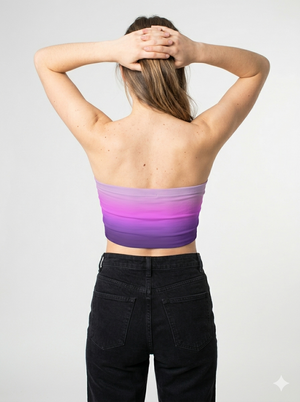 A strapless tube top featuring a soft vertical gradient fading from light lavender to deep purple for a smooth, elegant look.